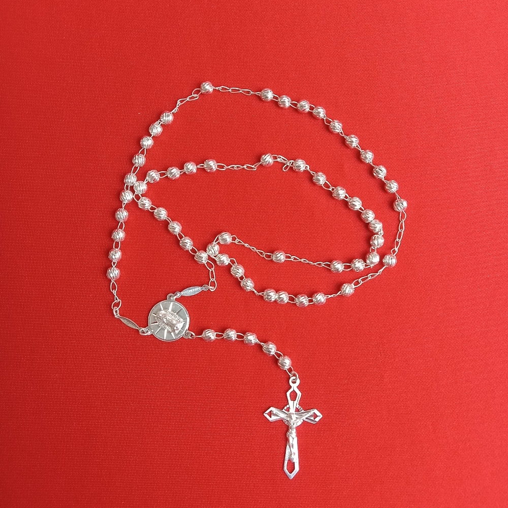 925 sterling SILVER men and women/Catholic ROSARIO‎ necklace